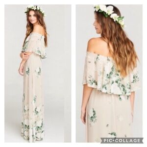 Show Me Your MuMu Audrey Beige Floral Chiffon Maxi Dress Size Small